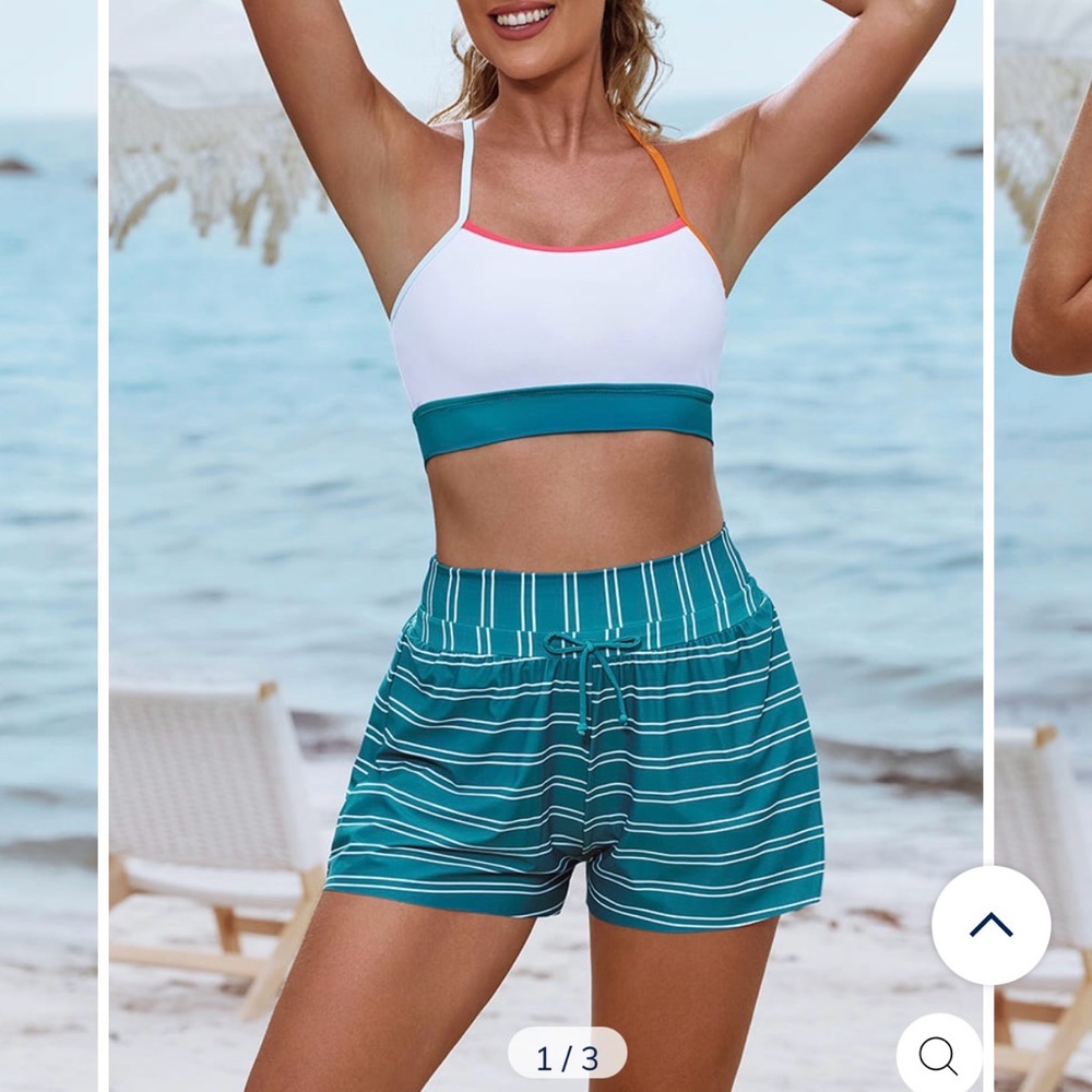 SeaFancy green stripe swim shorts size medium nwot